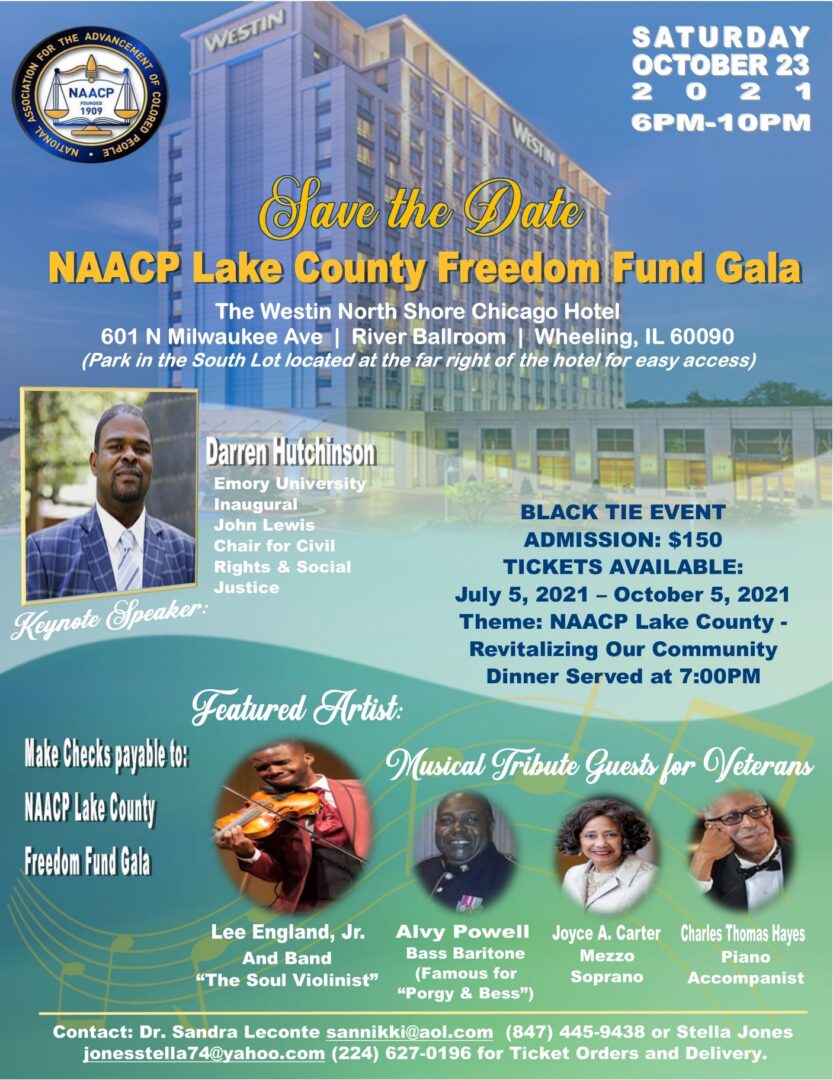 A flyer for the naacp lake county freedom fund gala.