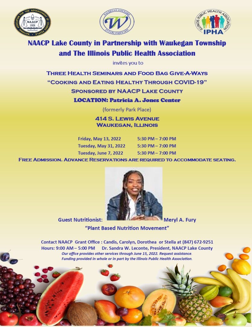 A flyer for the naacp lake county in partnership with washington township and the illinois public health association.