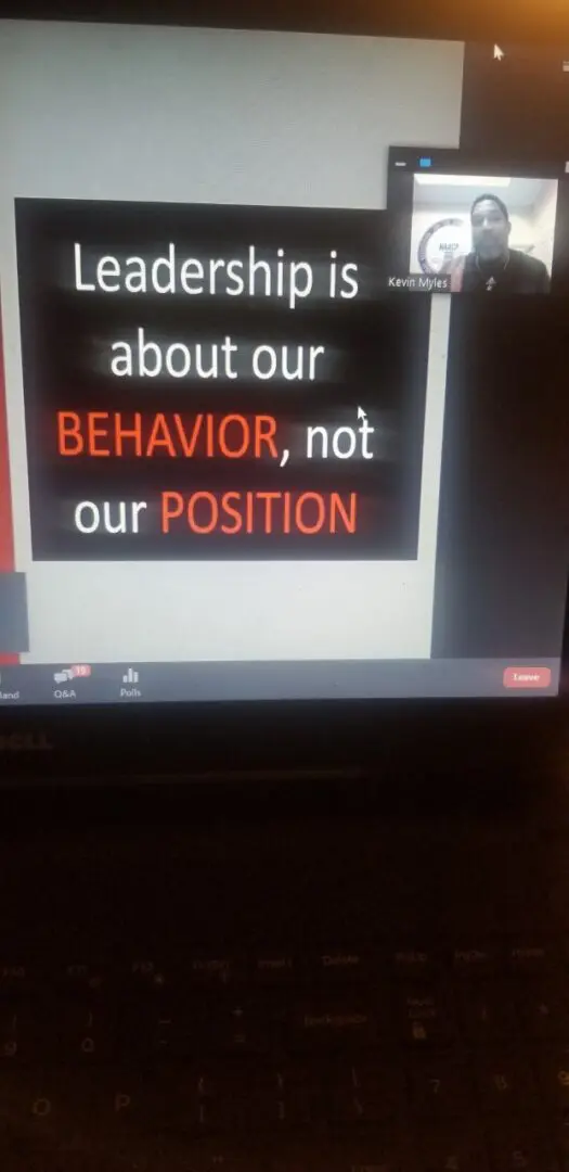 A television screen with the words " behavior, not position ".